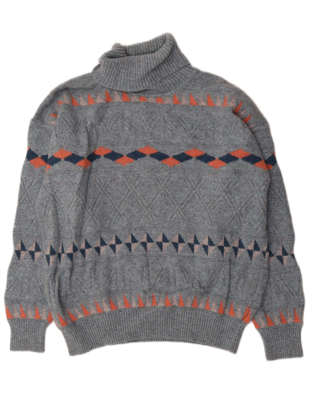 Baroni Rollkragenpullover für Herren, Größe 54, XL, blaue geometrische Wolle