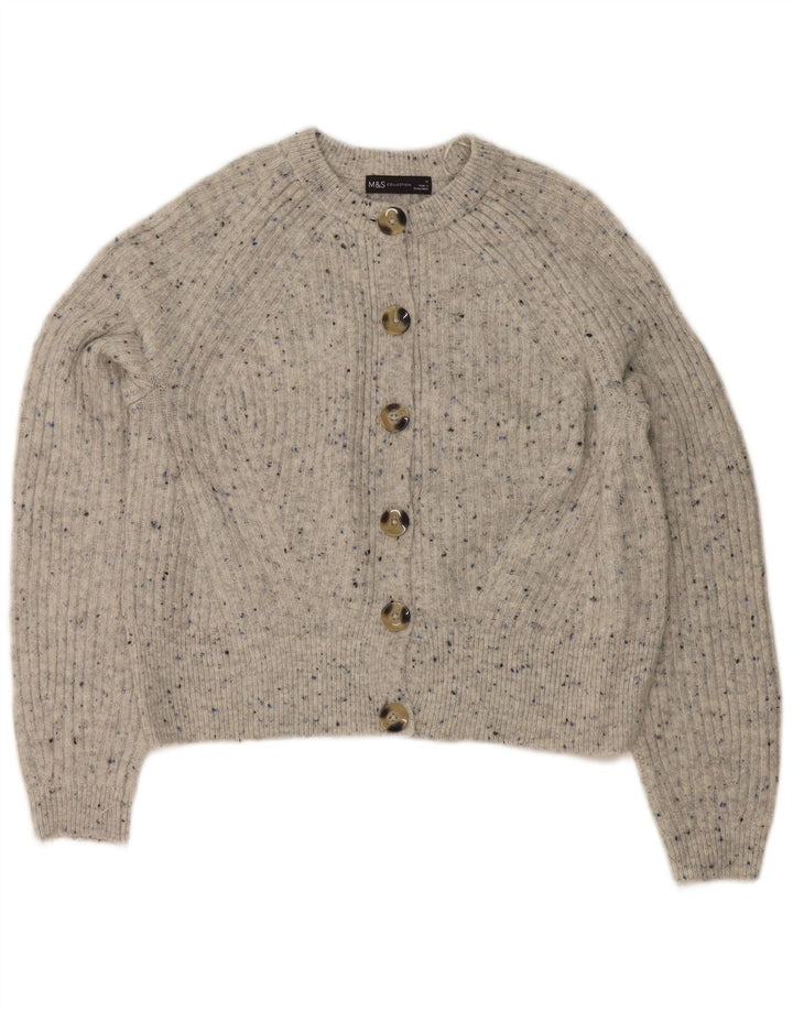 Marks & Spencer Damen Crop Cardigan Pullover UK 14 Mittelgrau meliert