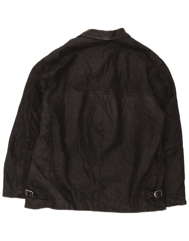 SAVE THE FOREST Herren Lederjacke IT 54 2XL Schwarzes Leder