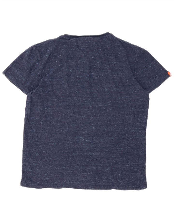Superdry Herren-T-Shirt-Oberteil, klein, marineblau gesprenkelte Baumwolle