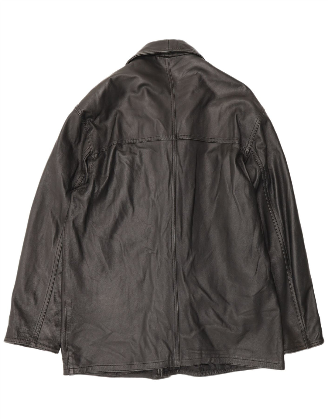 Vintage Herren Ledermantel UK 42 XL Schwarz