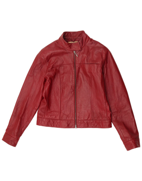 HELLINE Damen Lederjacke UK 12 Mittelrotes Leder