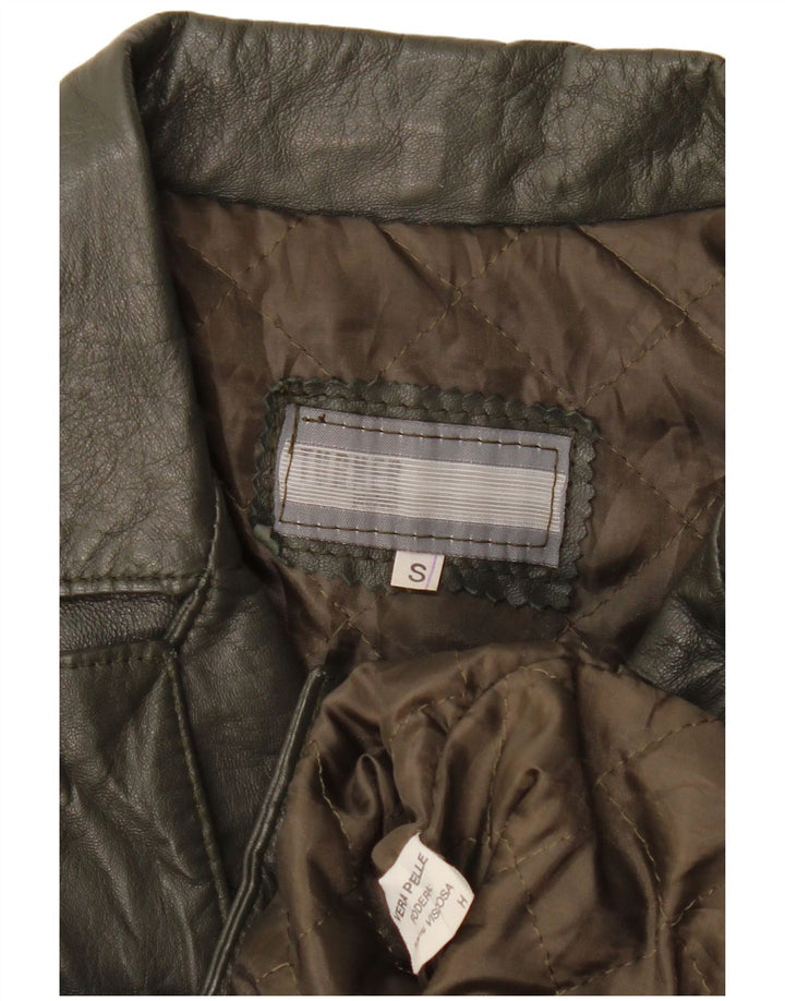 Vintage Damen Lederjacke UK 10 Kleines Khaki Leder