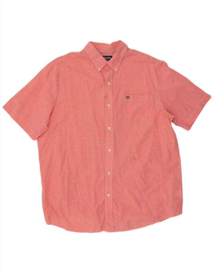 Chaps Herren-Kurzarmhemd XL aus roter Hahnentrittmuster-Baumwolle