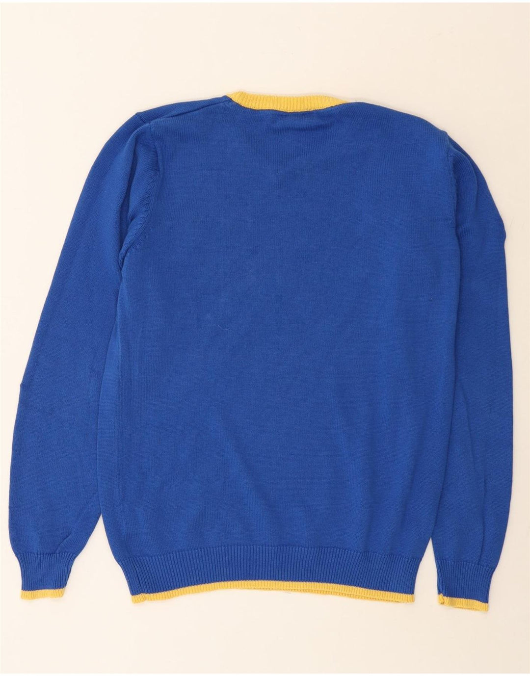 NEBULUS Herren-Pullover mit grafischem V-Ausschnitt, groß, aus blauer Baumwolle