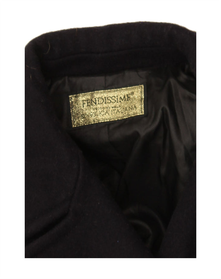 FENDISSIME Womens Pea Coat IT 42 Medium Navy Blue Wool Vintage Fendissime and Second-Hand Fendissime from Messina Hembry 