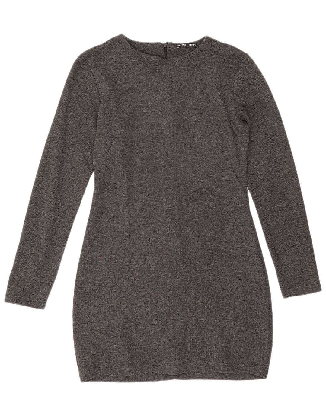Zara Damen Langarm-Pulloverkleid UK 12 Mittelgrau