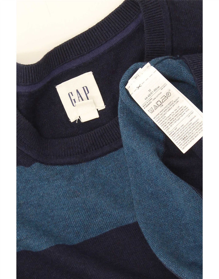 Gap Herren-Pullover mit Rundhalsausschnitt, mittlere marineblaue gestreifte Baumwolle