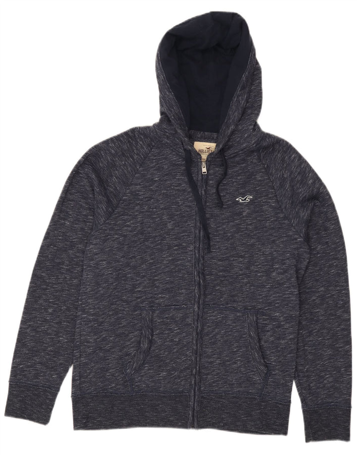 HOLLISTER Herren-Kapuzenpullover mit Reißverschluss, klein, marineblau gesprenkelte Baumwolle