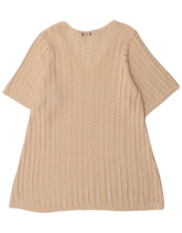 Kurzärmliges Häkel-Pulloverkleid von Zara für Damen, Gr. 14, Mittel, gebrochenes Weiß