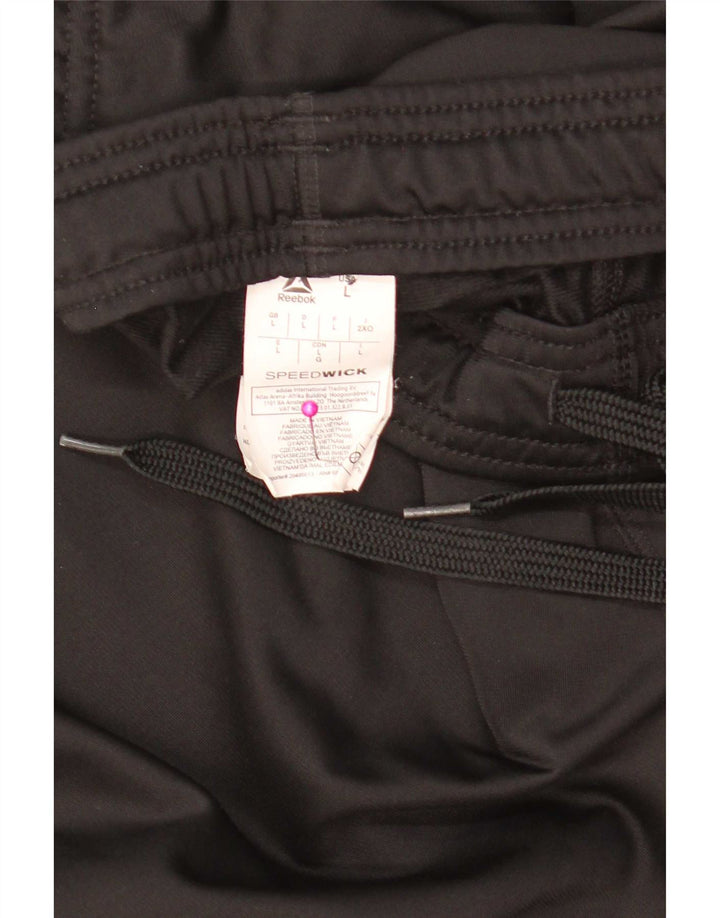 Reebok Herren-Trainingshose, Jogginghose, Größe L, Schwarz, Polyester