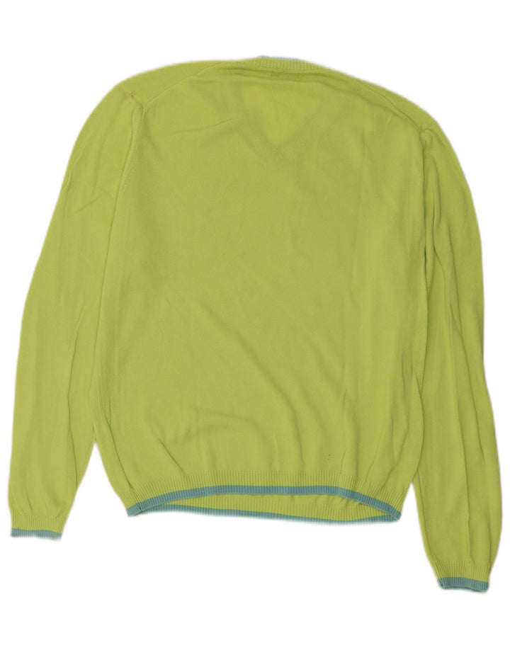 BENETTON Womens V-Neck Jumper Sweater UK 16 Large Green