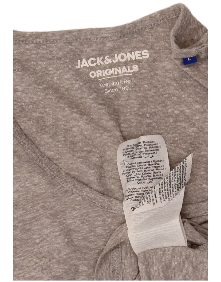 Jack & Jones Herren-T-Shirt-Oberteil, großes, grau meliertes Polyester