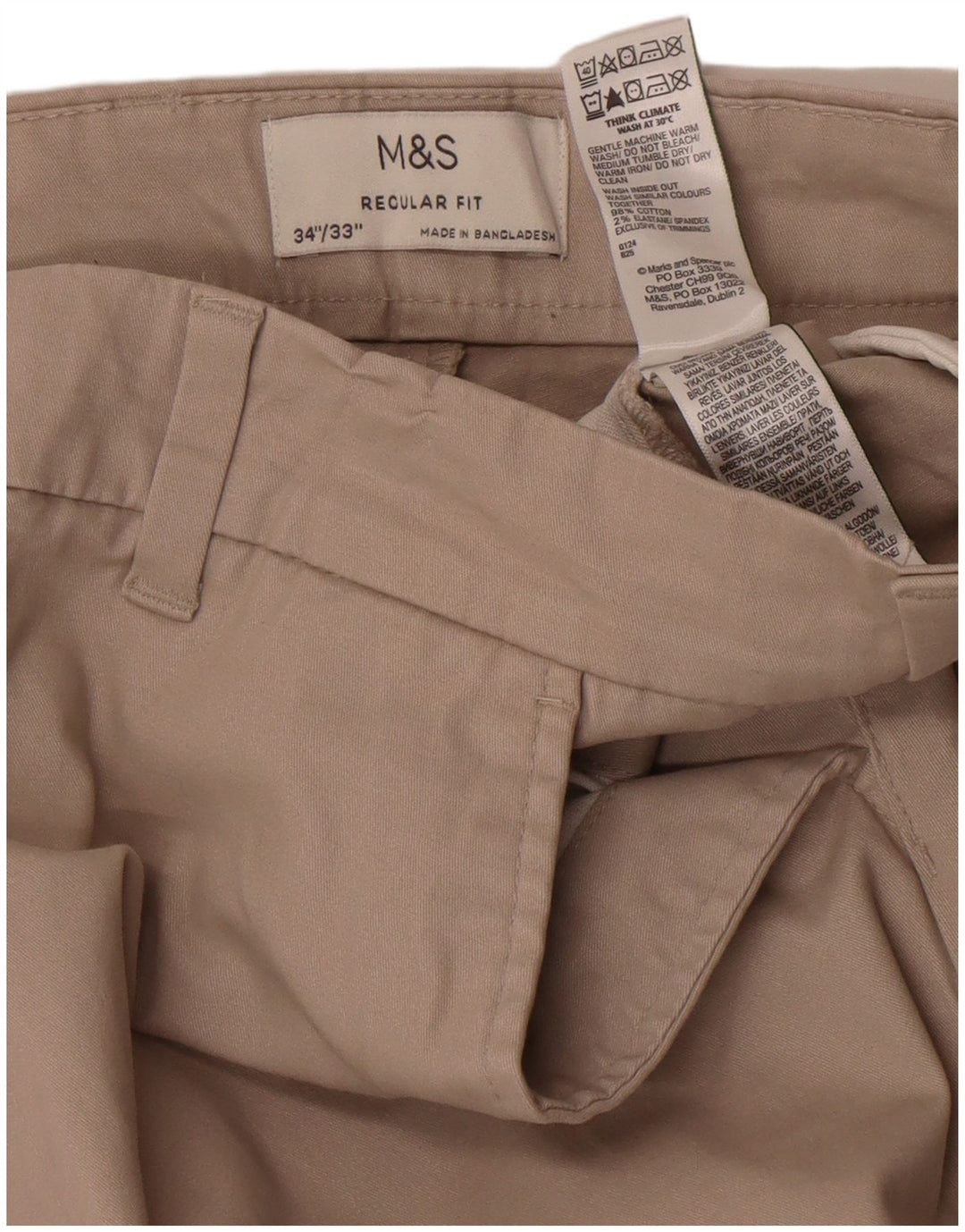 Marks & Spencer Herren Straight Regular Fit W34 L33 Graue Baumwolle