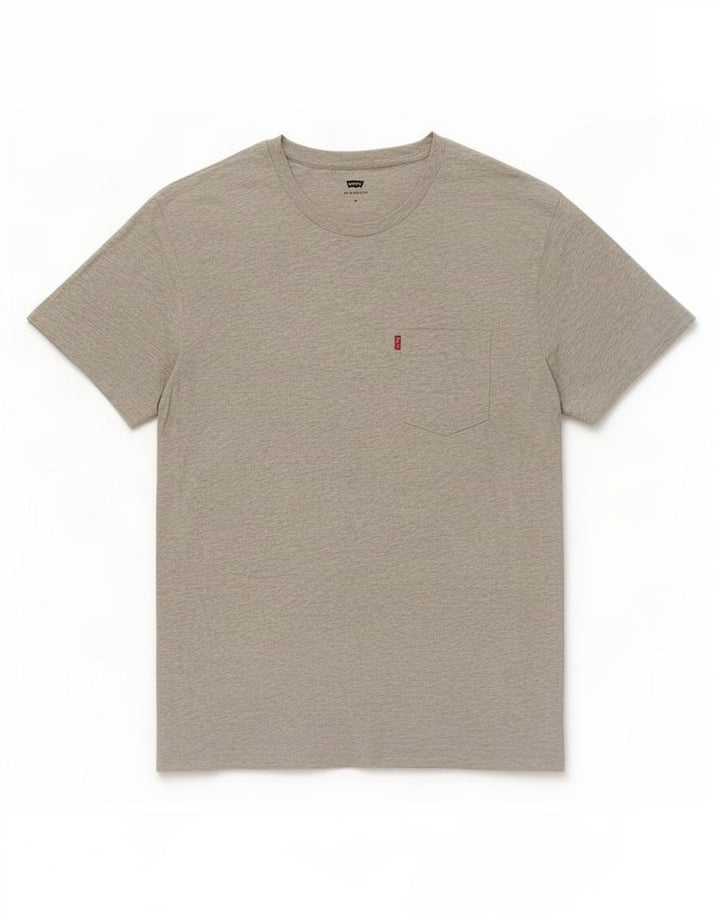 Levi's Herren-T-Shirt-Oberteil aus mittelgrau gefleckter Baumwolle