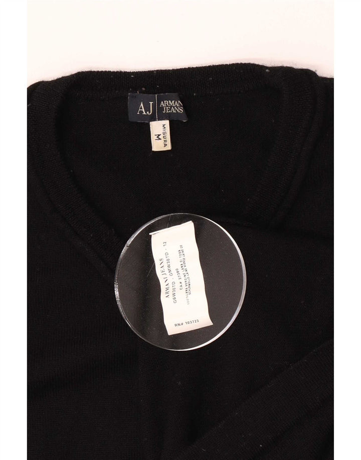 Armani Jeans Herren-Pullover mit V-Ausschnitt, mittlerer schwarzer Schurwolle