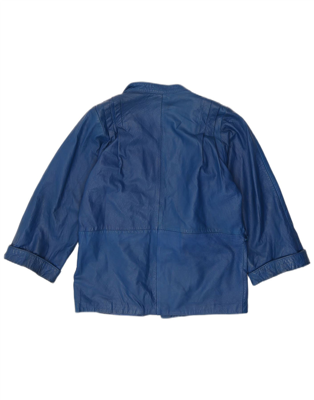 VINTAGE Womens Oversized Leather Jacket UK 10 Small  Blue