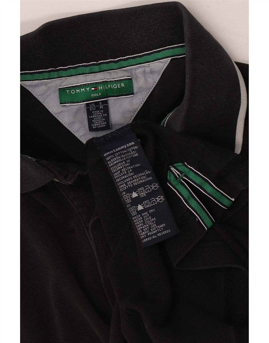 Tommy Hilfiger Herren-Poloshirt, mittelschwarz, gestreift, Baumwolle