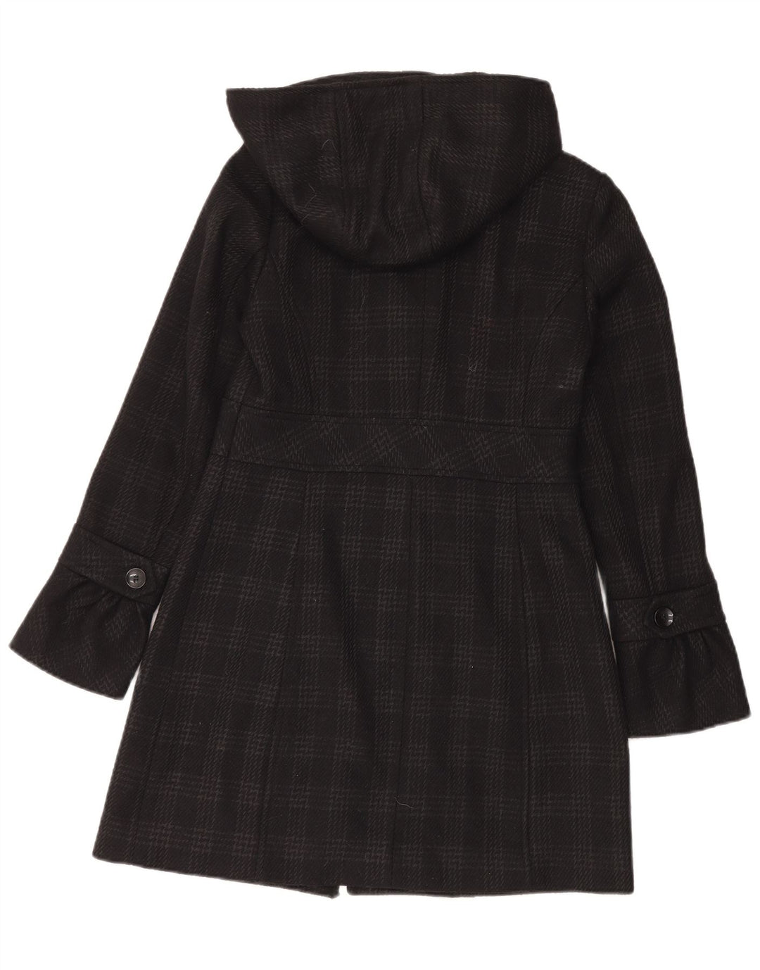 Esprit Womens Hooded Overcoat UK 10 Small Schwarzer Hahnentritt-Polyester