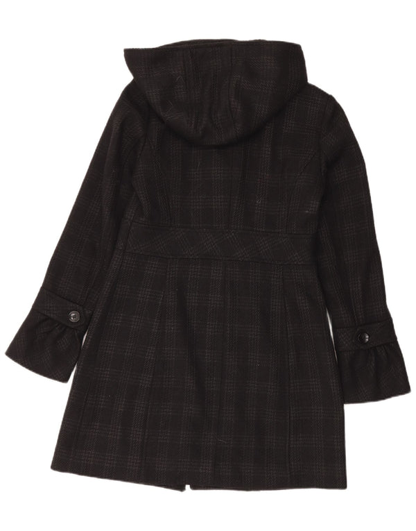 Esprit Womens Hooded Overcoat UK 10 Small Schwarzer Hahnentritt-Polyester