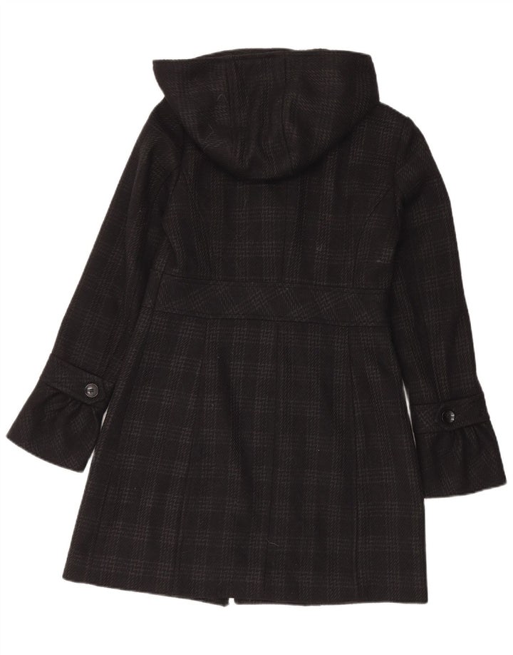 Esprit Womens Hooded Overcoat UK 10 Small Schwarzer Hahnentritt-Polyester