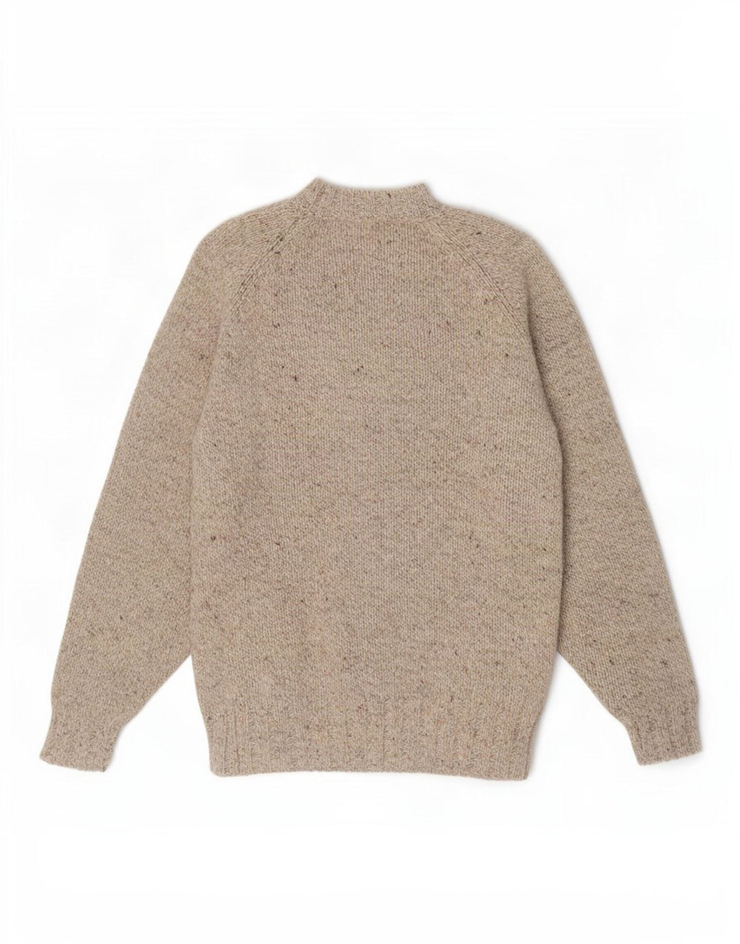 Enara Maglie Herren-Pullover mit U-Boot-Ausschnitt, mittelbeige gesprenkelte Wolle