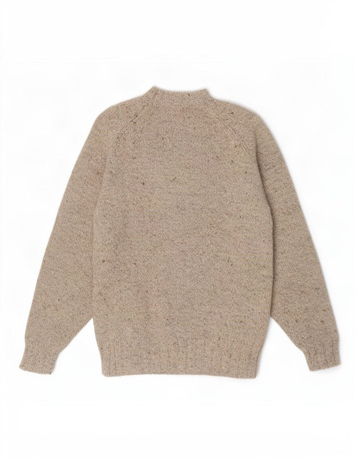 Enara Maglie Herren-Pullover mit U-Boot-Ausschnitt, mittelbeige gesprenkelte Wolle