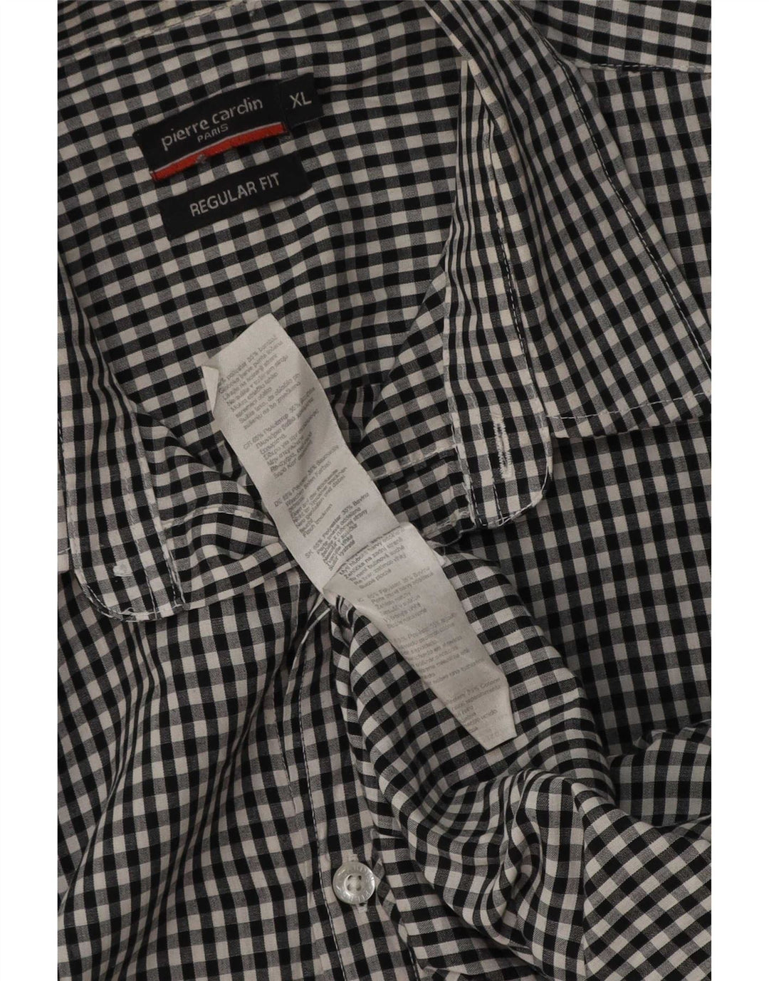 Pierre Cardin Herren-Hemd, kurzärmelig, normale Passform, XL, schwarz, kariert