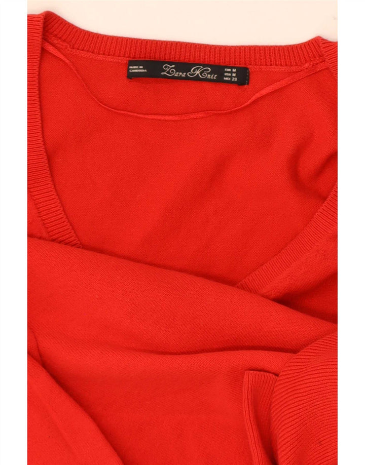 Zara Damen-Pullover mit V-Ausschnitt, Gr. 12, mittelrot