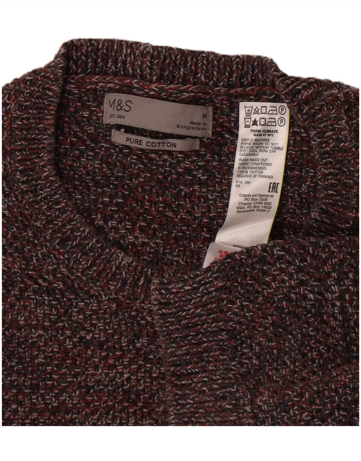 Marks & Spencer Herren-Pullover mit Rundhalsausschnitt, mittelbraun gefleckt
