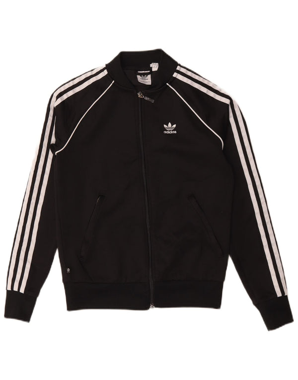 Adidas Damen Trainingsanzug Top Jacke UK 4/6 XS Schwarz Baumwolle