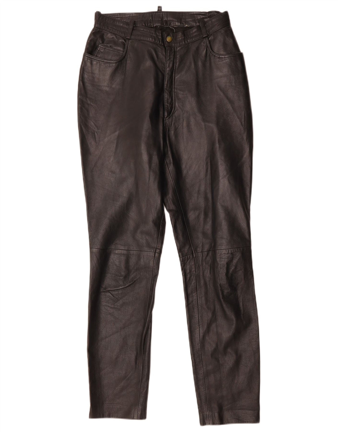 Vintage Damen Lederhose mit hoher Taille IT 46 Groß W28 L31 Schwarz