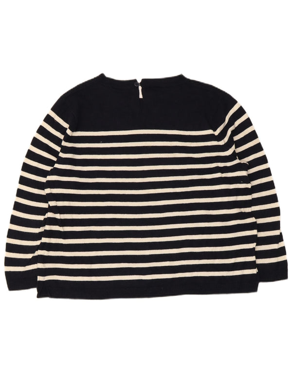 Oasis Damen-Pullover mit U-Boot-Ausschnitt, Gr. 40, Marineblau, gestreift