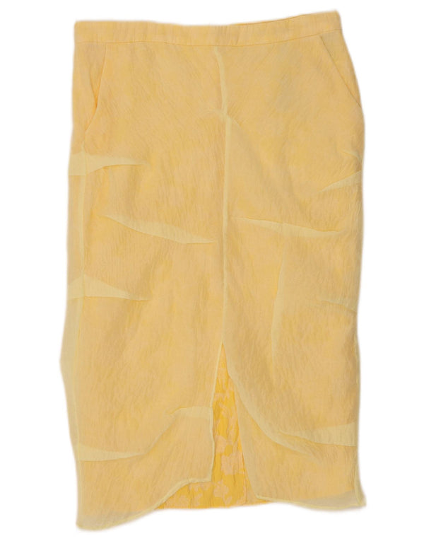 Zara Damen Midirock Small W30 Gelb Polyamid