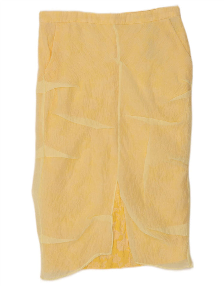 Zara Damen Midirock Small W30 Gelb Polyamid