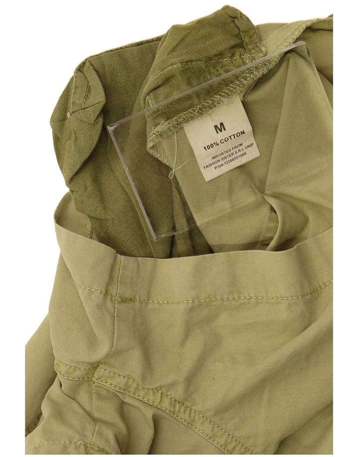 VINTAGE Damen Latzhose Shorts Medium W34 Grüne Baumwolle