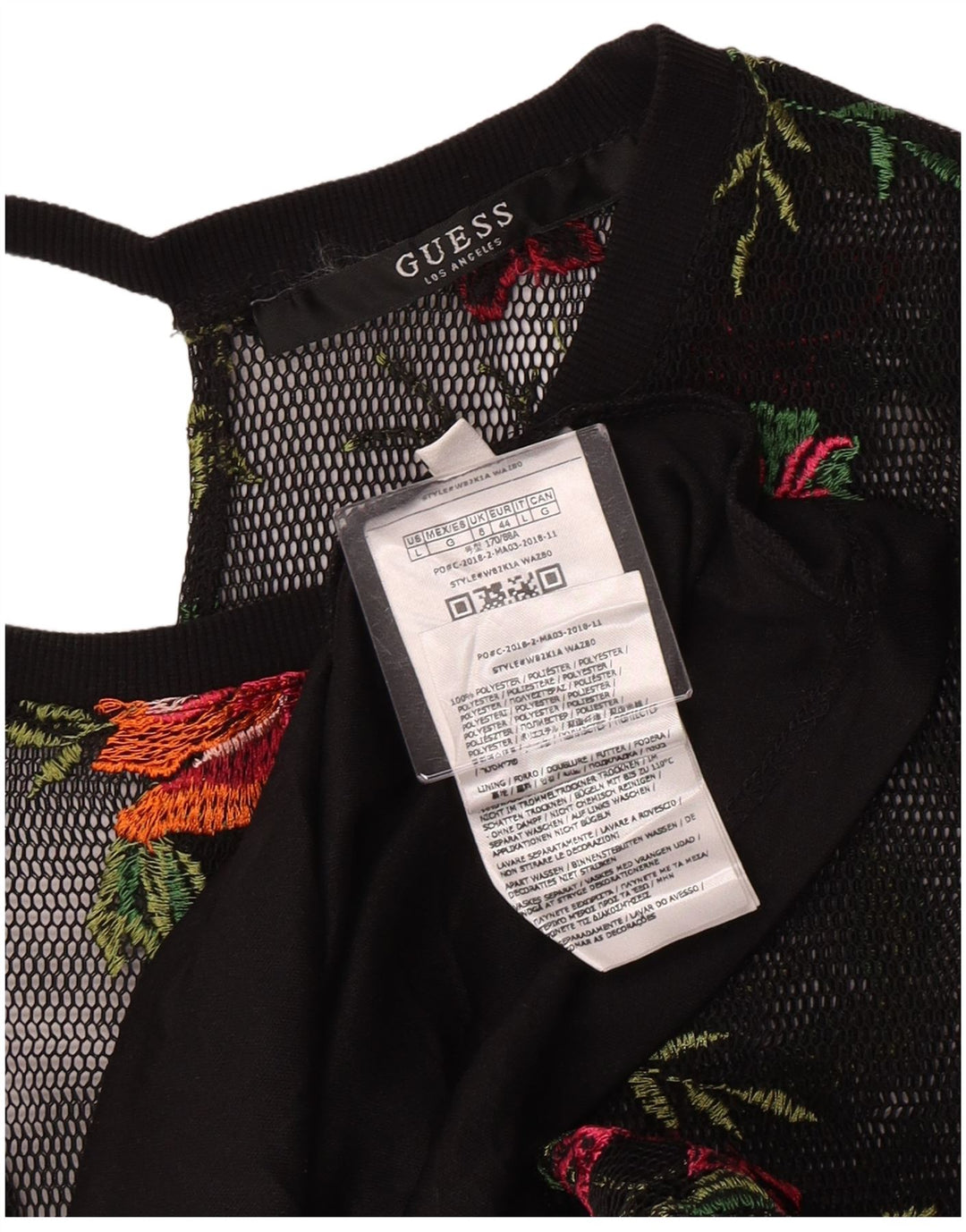 Durchsichtiges A-Linien-Kleid für Damen von Guess, Größe S, Schwarz, Blumenmuster, Polyester