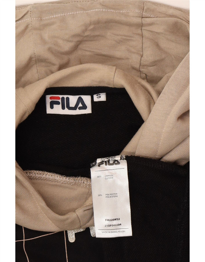 Fila Herren-Kapuzenpullover mit Grafik, klein, schwarz, kariert, Baumwolle