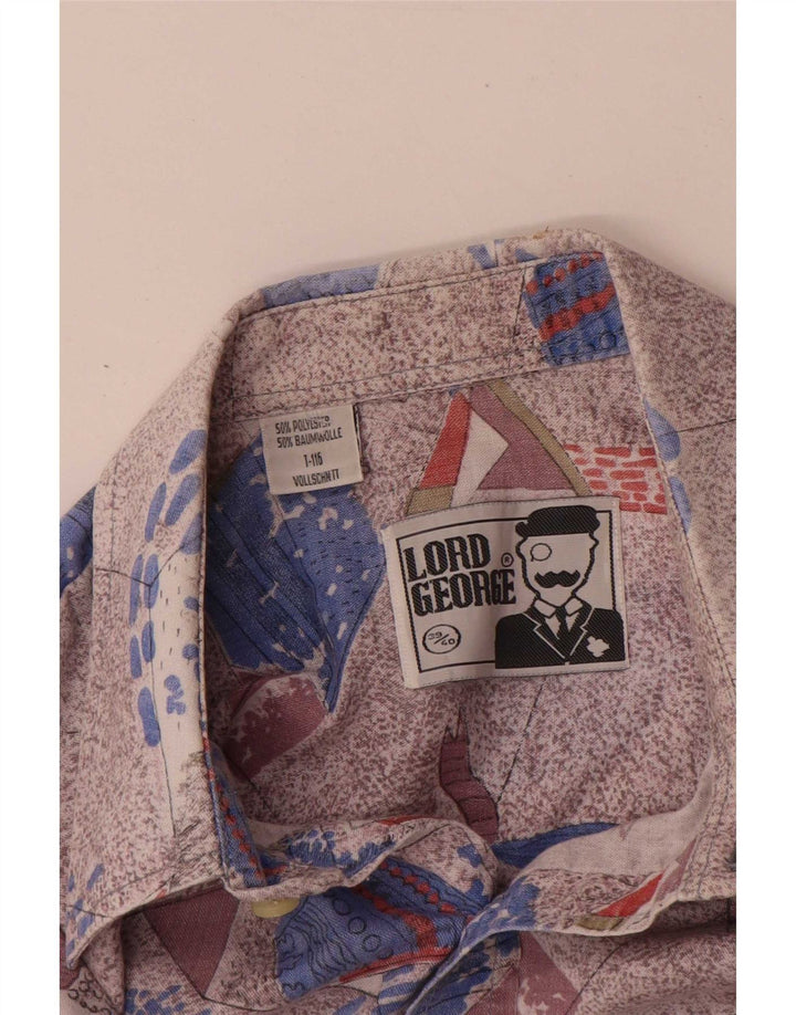 Vintage Herren Hemd mit abstraktem Muster, Größe 39/40, mittelmehrfarbig
