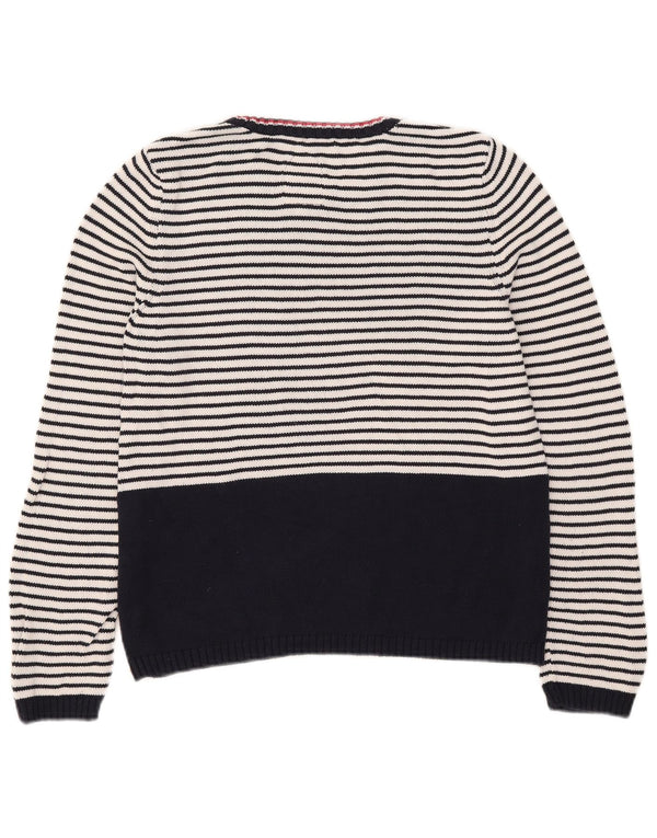 Superdry Damen-Pullover mit Rundhalsausschnitt, UK 16, Größe L, Marineblau gestreift