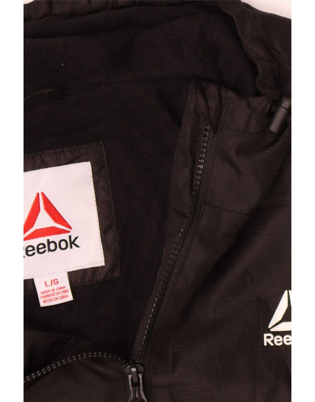 Reebok Herren Bomberjacke mit Kapuze, UK 40, Größe L, Schwarz, Polyester