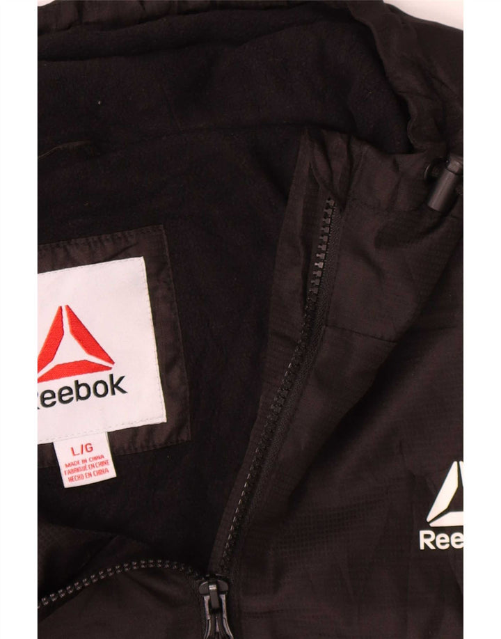 Reebok Herren Bomberjacke mit Kapuze, UK 40, Größe L, Schwarz, Polyester