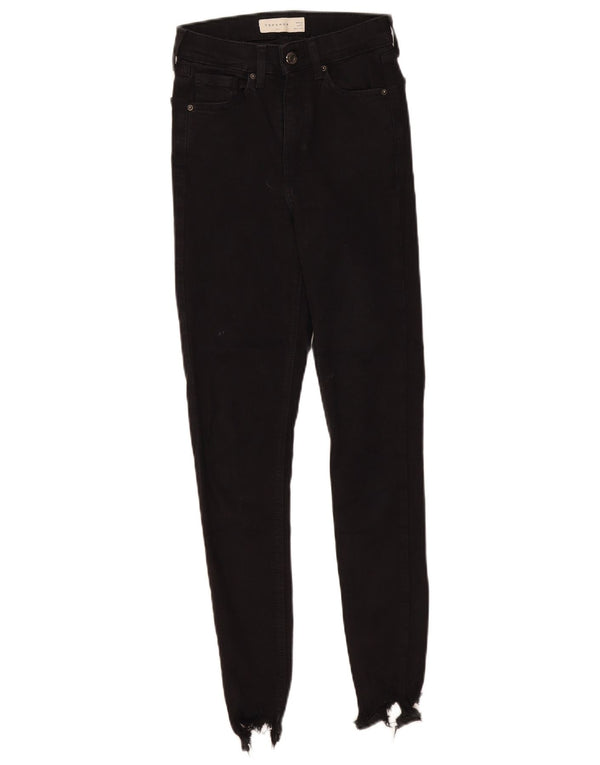 Topshop Damen Jamie Skinny Jeans W25 L27 Schwarze Baumwolle