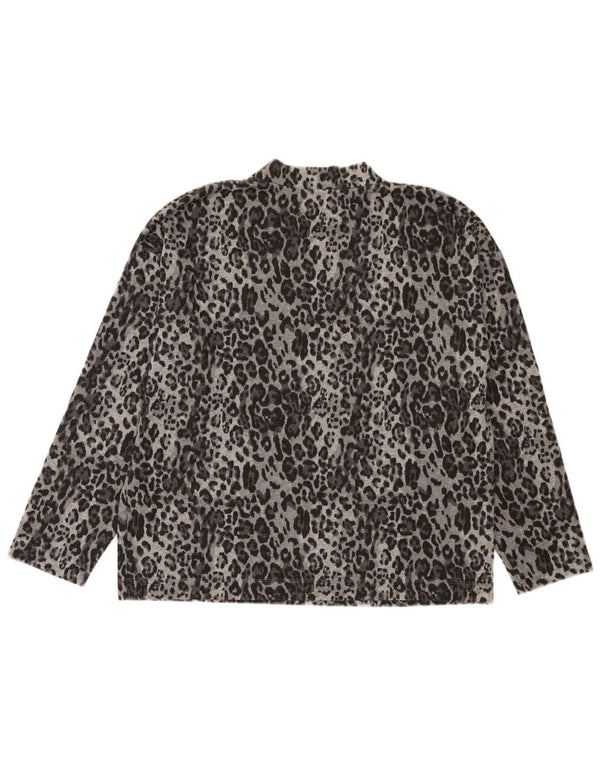 Marks & Spencer Damen Top Langarm UK 14 Large Grau Animal Print