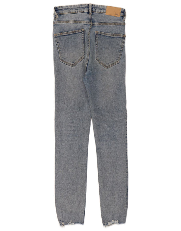 Zara Damen Distressed High Waist Skinny Jeans EU 36 XS W26 L27 Blau