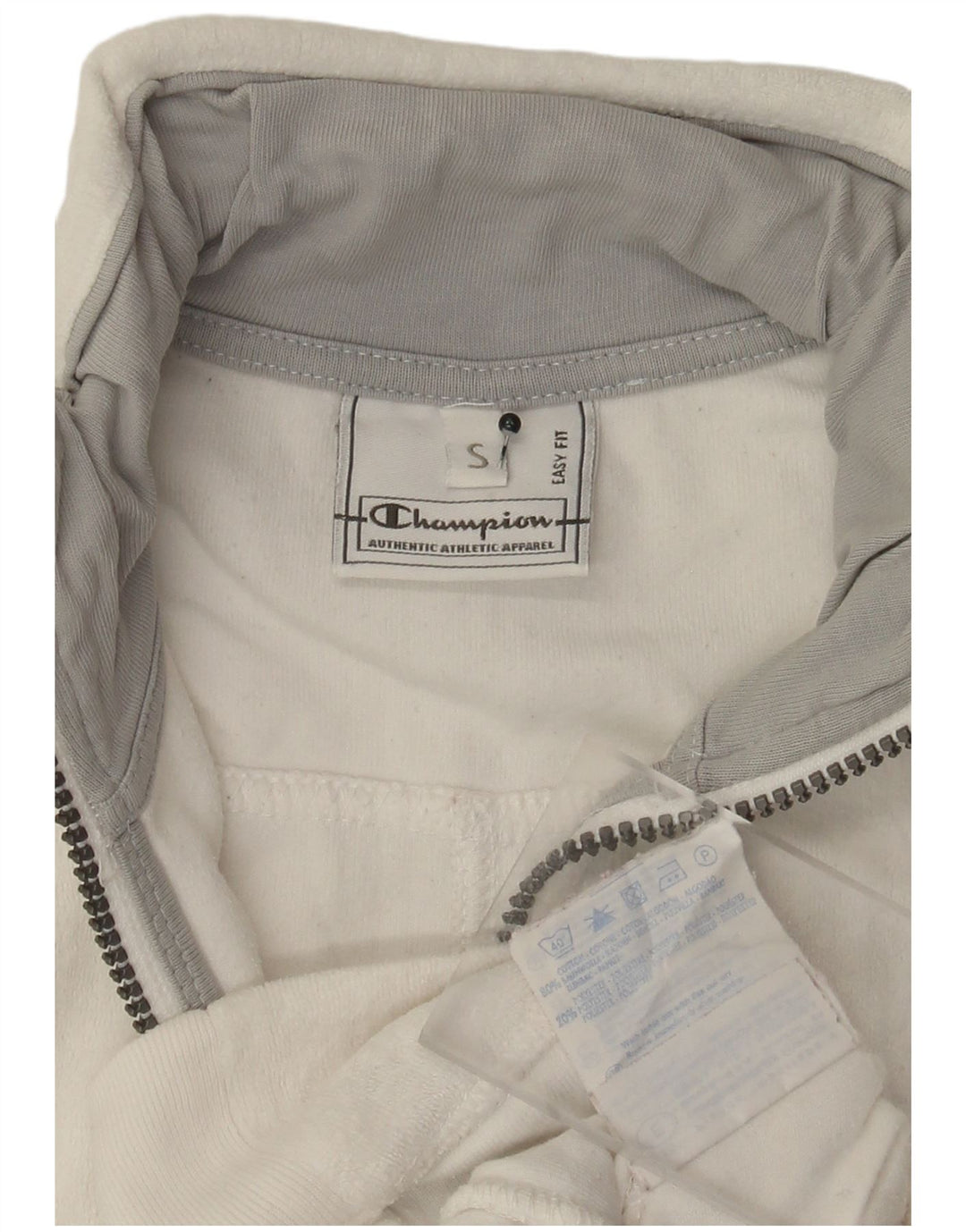 CHAMPION Damen Easy Fit Übergroße Fleecejacke UK 10 Small Weiße Baumwolle