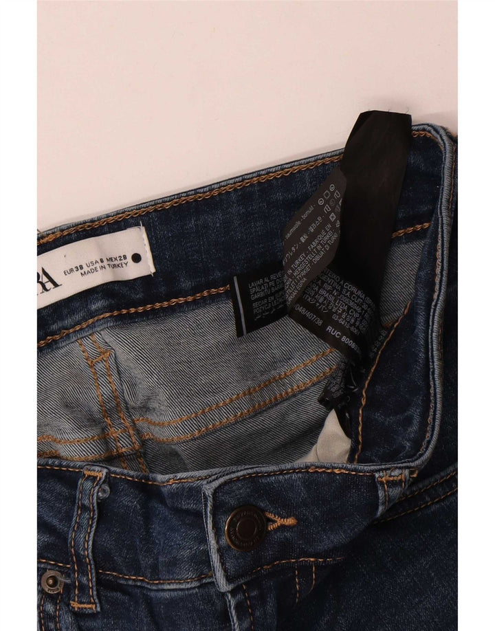Zara Damen Bootcut Jeans EU 38 Small W28 L32 Marineblaue Baumwolle