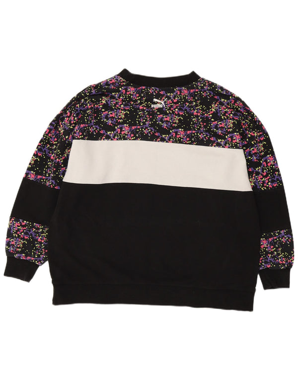 Puma Damen Grafik-Sweatshirt-Pullover UK 22 3XL Schwarze Colourblock-Baumwolle