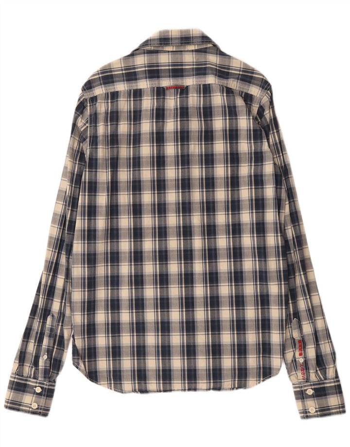 Superdry Herren-Hemd, groß, marineblau, kariert, Baumwolle