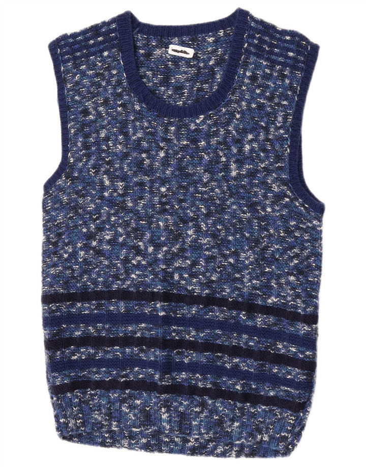 Vintage Herren Weste Tank Top Klein Blau meliert